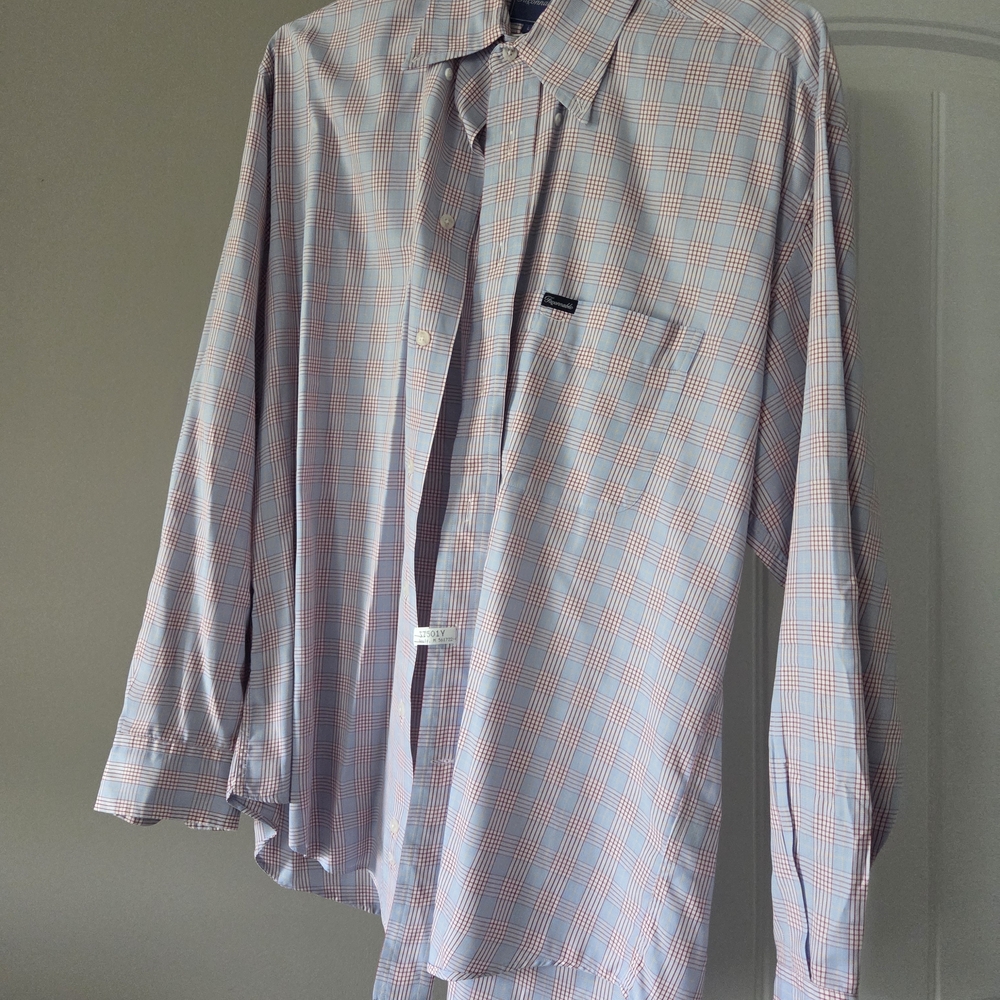Faconnable Blue and Red Plaid Button Down Shirt